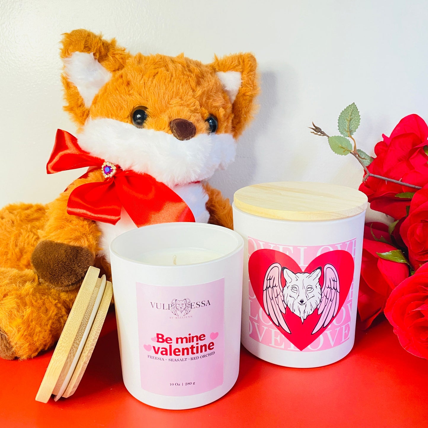 Valentine's Day Candle Duo + FREE Cute Fox Plush